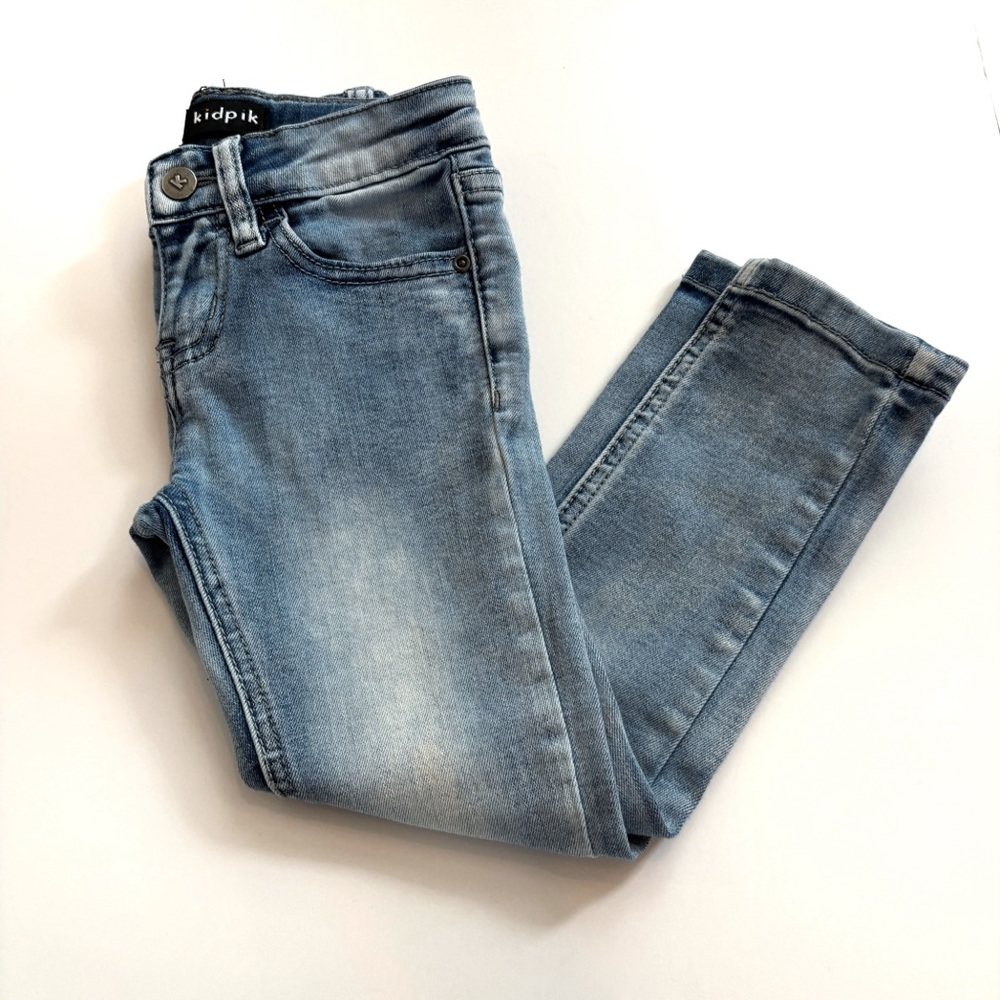 kidpik Washed Blue Girls' Skinny Jeans